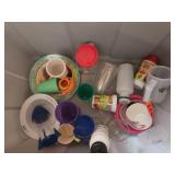 Assortment of Food Storage Containers and Tote