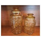 1 Small and 1 Large Amber Glass Canister