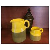 Olive Green Indiana Dish w/ Two Vintage Pitchers