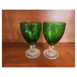 Achor Hocking Forrest Green Water Goblets
