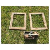 2 Antique Picture Frames and Tool Box w/Contents