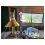 2 Brass Style Lamps with 1 Ceiling Light
