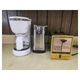 Coffee Pot, Electric Can Opener, and Vtg. Toaster