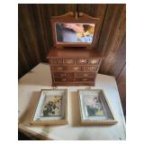Jewelry Box and 2 Oriental Pictures
