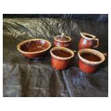 Hull 6pc. Set Sugar, Creamer, 1 bowl, 2 Mug