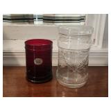 Clear Eagle Canister jar with Lid/ Ruby Red Jar