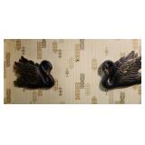 Vintage 1968 Chalkware Black Swans
