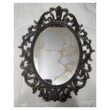 Vintage Oval Mirror with Gold Marbling 10