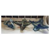 3 Murano Style Glass Swans, 1 Broken
