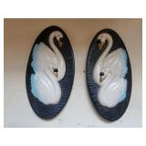 Vintage Chalkware Swan Wall Plaques