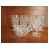 Achor Hocking Goblets, Creamer, and Juice Glass