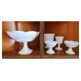 5 Piece Assortment of Milk Glass Dishes