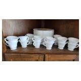Milk Glass Snack Trays and Cups