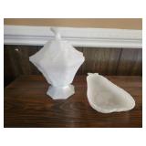 Set of Two Milk Glass Candy Dishes