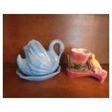 Vintage Blue Swan Planter w/McCoy Tulip