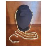 Pearl Necklace and Bracelet Set