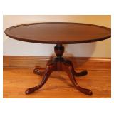 Vintage Oval Solid Wood Footed Pedestal Table