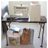 Singer 534 Sewing Machine & Table w/ Supplies