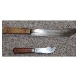 Vtg Primble Hickory Butcher Knife & Hawkbill Knife
