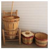 Vintage Apple & Peach Picking Baskets w/ Chair