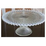 Vtg Fenton Opalescent Hobnail Cake Stand