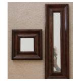 2 Vintage Wooden Wall Hanging Mirrors