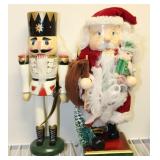 2pc. 14" Tall Wooden Santa & Soldier Nutcrackers