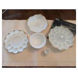 Collection of Milk Glass - 2 Egg Plates