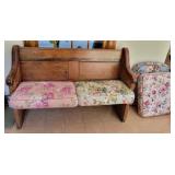 Primitive Church Pew with Cushions