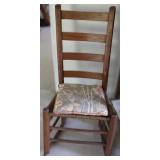 Antique Ladder Back Rocking Chair w/ Woven Seat
