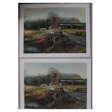 2pc. 1984 Jim Gray "Red Barn" Signed Print