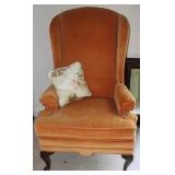 Ethan Allen Vintage Orange Wingback Arm Chair