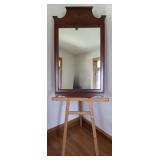 Vintage Wood Wall Hanging Mirror on Stand