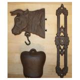 Vintage Cast Iron Cow w/ Bell Ringer Wall Hanger