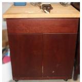 Rolling Wooden Cabinet w/ Pull Out Drawer