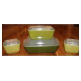 Vtg Pyrex Verde Green Refrigerator Dish Set & Lids