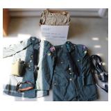 Vintage Army Green Service Coats w/ Box of Shirts