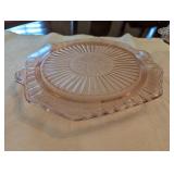 Pink Depression Glass Cake Plate & Bowl