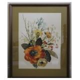 Large Colorful Floral Print Framed