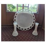 Collection of Milk Glass - Pair of Vases