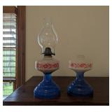 Vintage Bartlett Collins Hand Painted Oil Lamp
