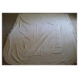 Vintage Popcorn Chenille White Bedspread