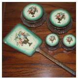 Antique Teal Floral Vanity Set