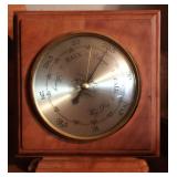 Wood-Cased Weather Barometer with Brass Dial