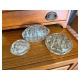 Set of Three Clear Glass Flower Frogs