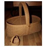 Hand Woven Basket & Signed Miniature Basket