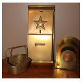 Brass Mailbox, Basket, and Letter Holder