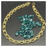 10KT Bracelet with Treated Green Topaz - 4.9g