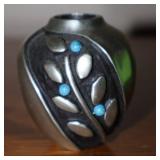 Nambe Miniature Turquoise Jar by Fred Ortiz