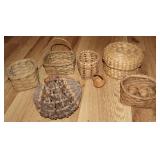 7pc Mini Artisan Crafted Baskets - 1 Signed